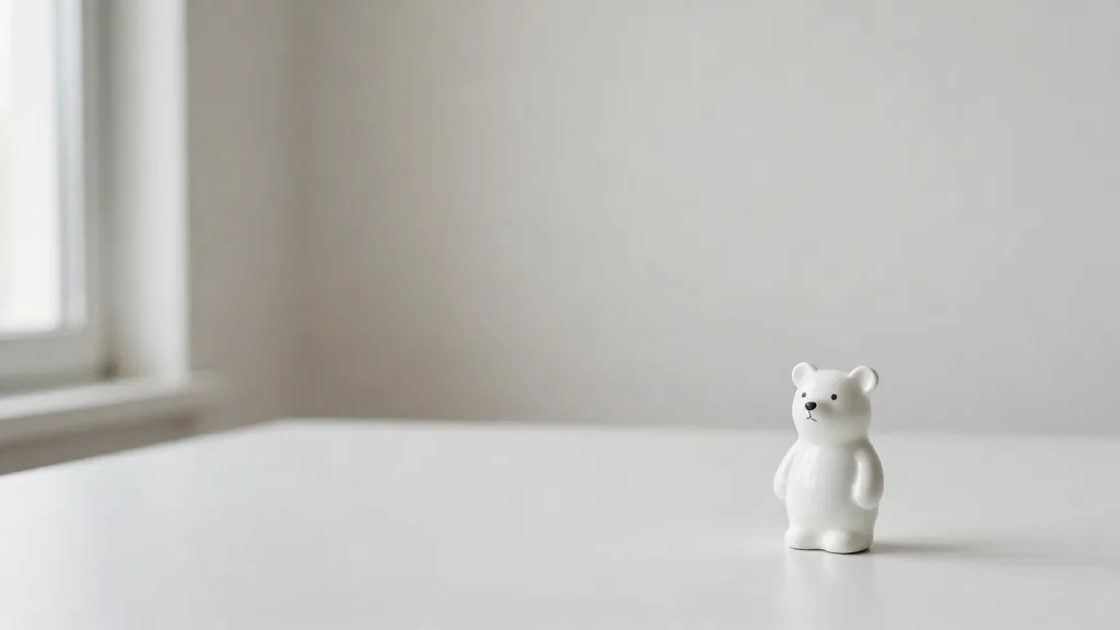 Figurita de un oso blanco sobre un escritorio vacío